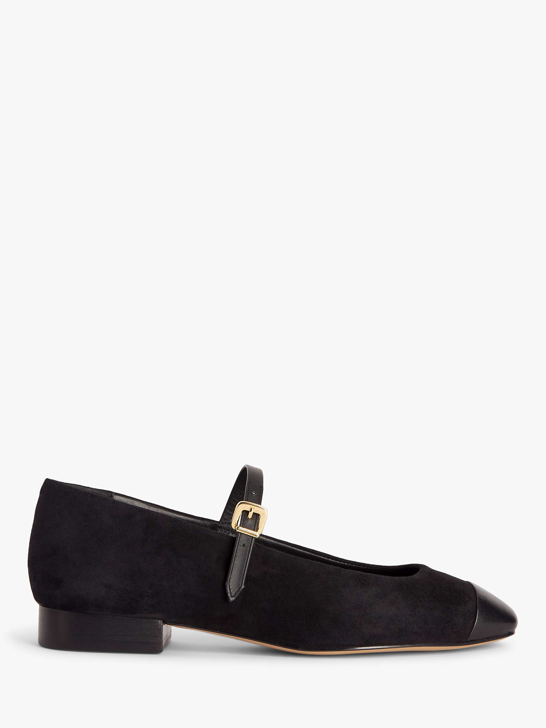 Buy John Lewis Abbigaile Suede Toe Cap Mary Jane Block Heel Court Shoes, Black Online at johnlewis.com