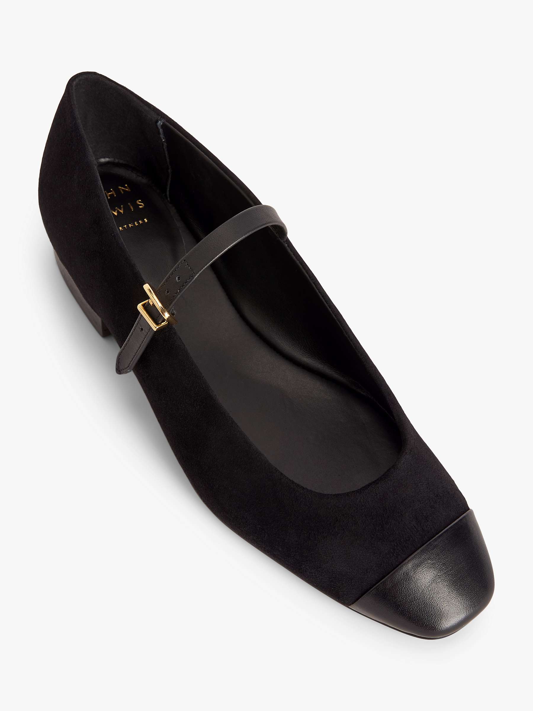 Buy John Lewis Abbigaile Suede Toe Cap Mary Jane Block Heel Court Shoes, Black Online at johnlewis.com