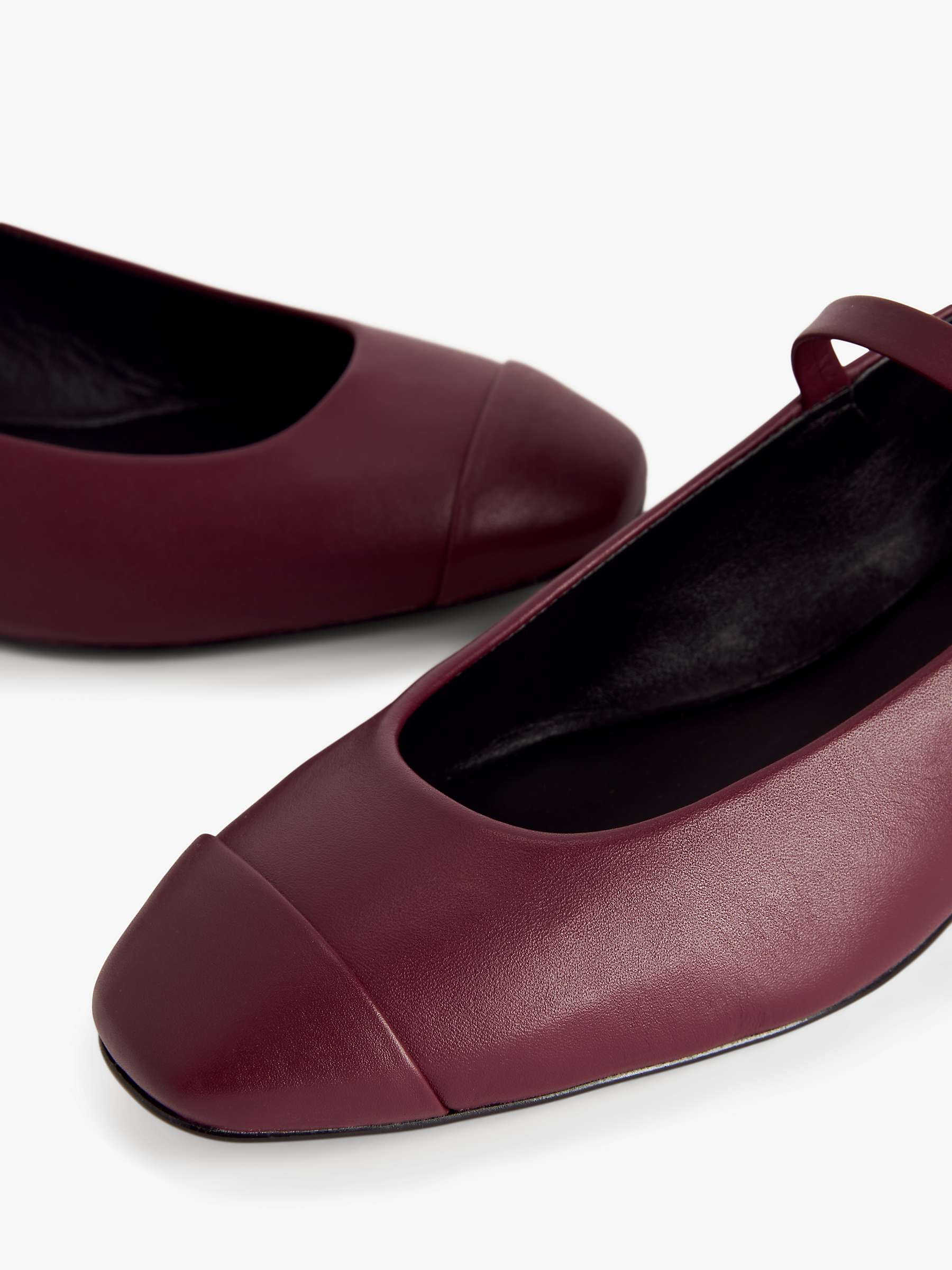 Buy John Lewis Abbigaile Leather Toe Cap Mary Jane Block Heel Court Shoes, Burgundy Online at johnlewis.com