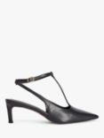 John Lewis Brynn Leather T-Bar Mid Heel Open Court Shoes, Navy