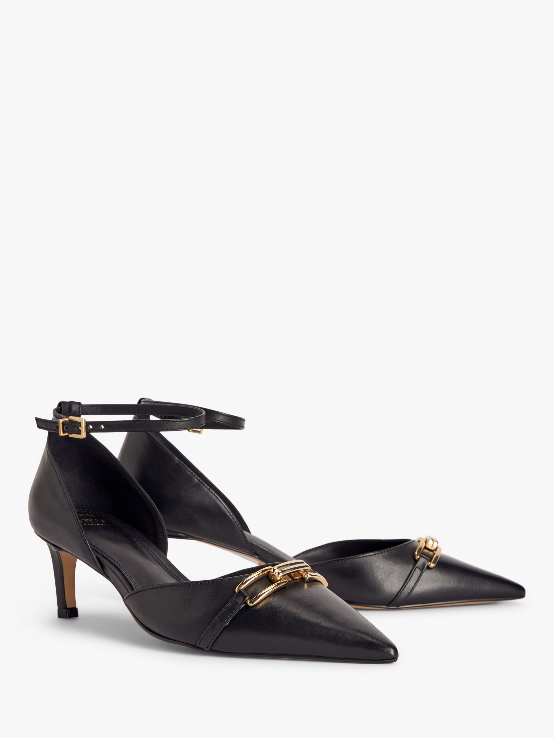 John Lewis Bellini Leather Snaffle Trim Mid Heel Slingback Open Court ...