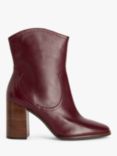 AND/OR Otto Leather Dressy Block Heel Ankle Boots, Berry