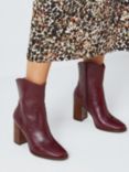 AND/OR Otto Leather Dressy Block Heel Ankle Boots, Berry
