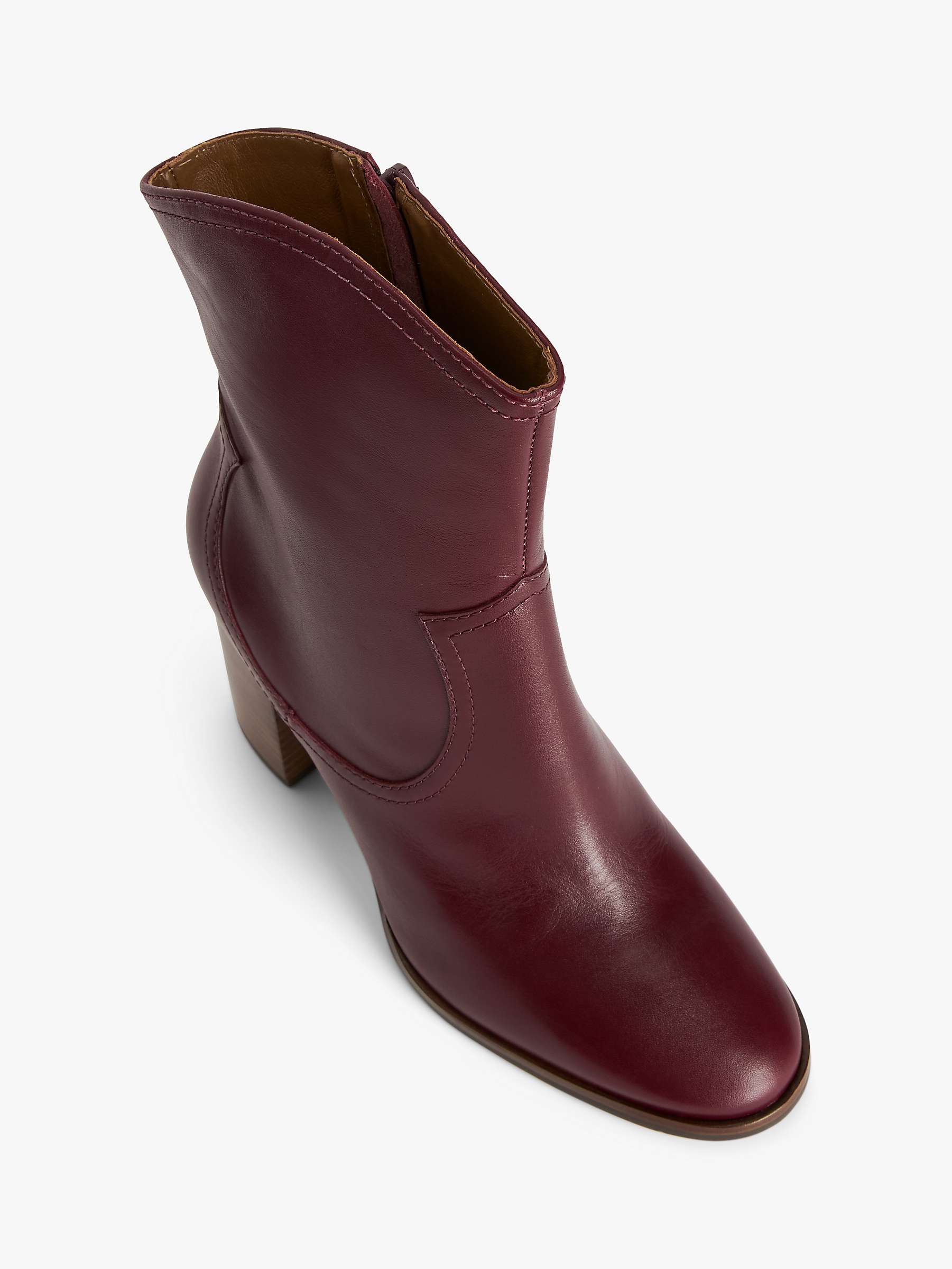 Buy AND/OR Otto Leather Dressy Block Heel Ankle Boots, Berry Online at johnlewis.com