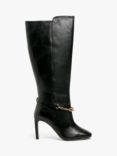 John Lewis Sapphire Chain Detail High Heel Long Boots, Black