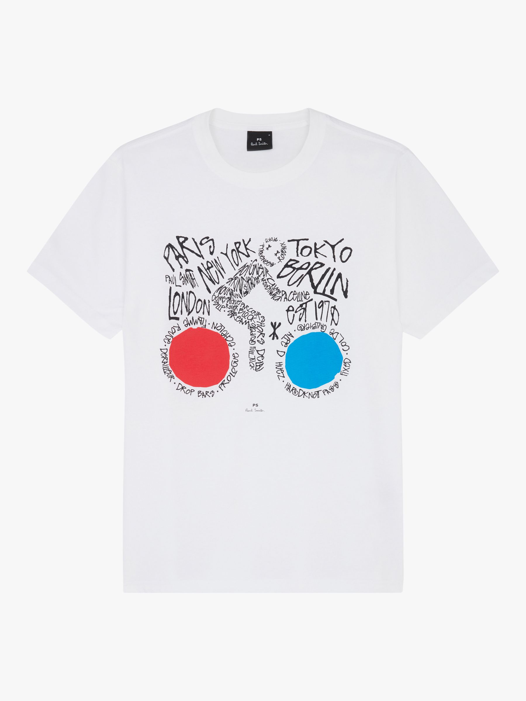 Paul Smith Cycle Graphic Print Organic Cotton T-Shirt, White at John ...