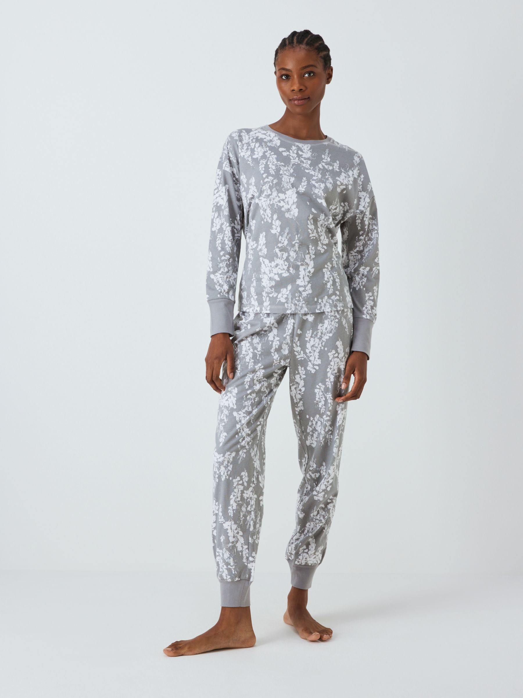 Buy John Lewis Wisteria Jersey Pyjama Set, Grey Online at johnlewis.com