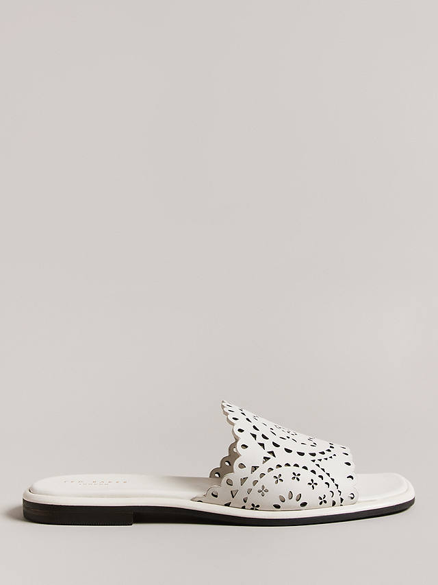Ted Baker Clovei Slider Leather Sandals, White