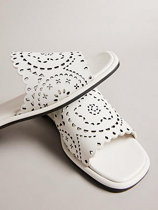 Ted Baker Clovei Slider Leather Sandals, White