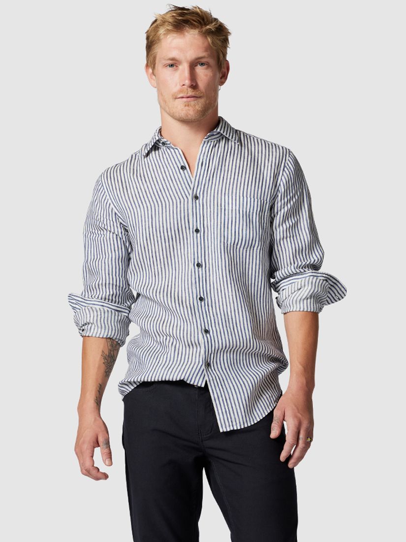 Buy Rodd & Gunn Port Charles Long Sleeve Slim Fit Shirt, Blue/White Online at johnlewis.com