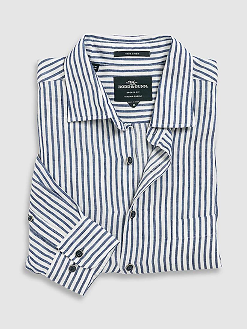 Buy Rodd & Gunn Port Charles Long Sleeve Slim Fit Shirt, Blue/White Online at johnlewis.com