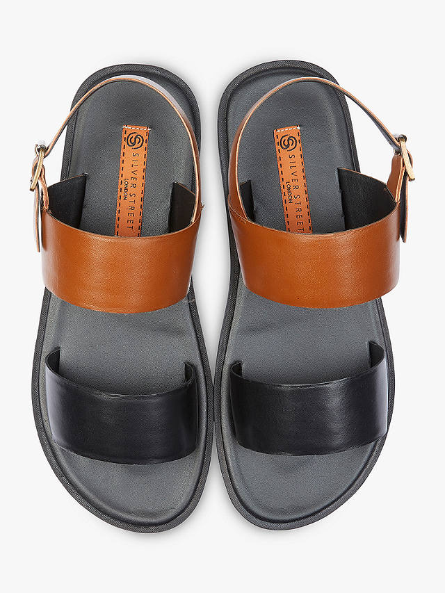 Silver Street London Mitcham Leather Sandals, Black/Tan