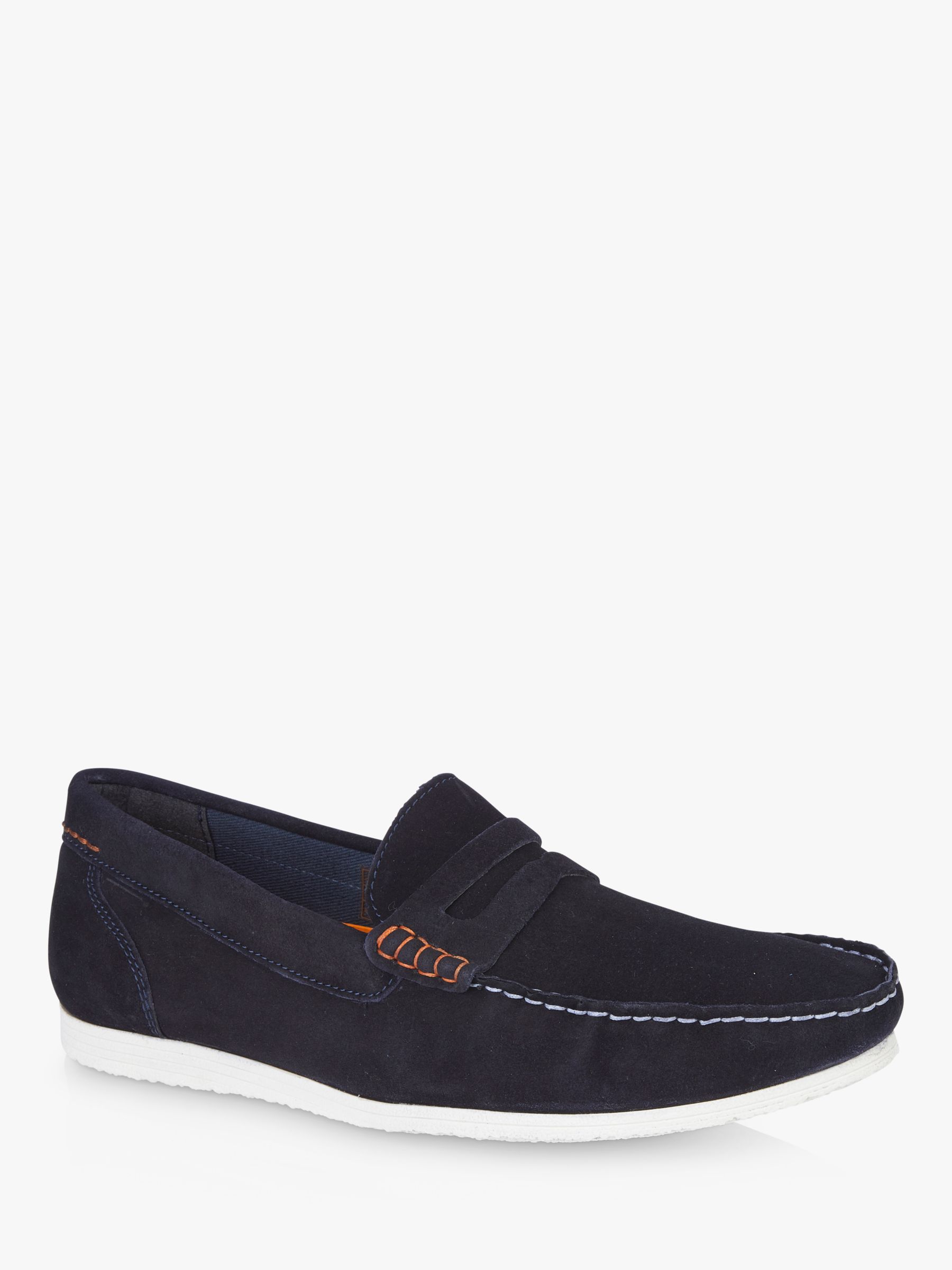 Silver Street London Stanhope Suede Loafers, Navy, 12