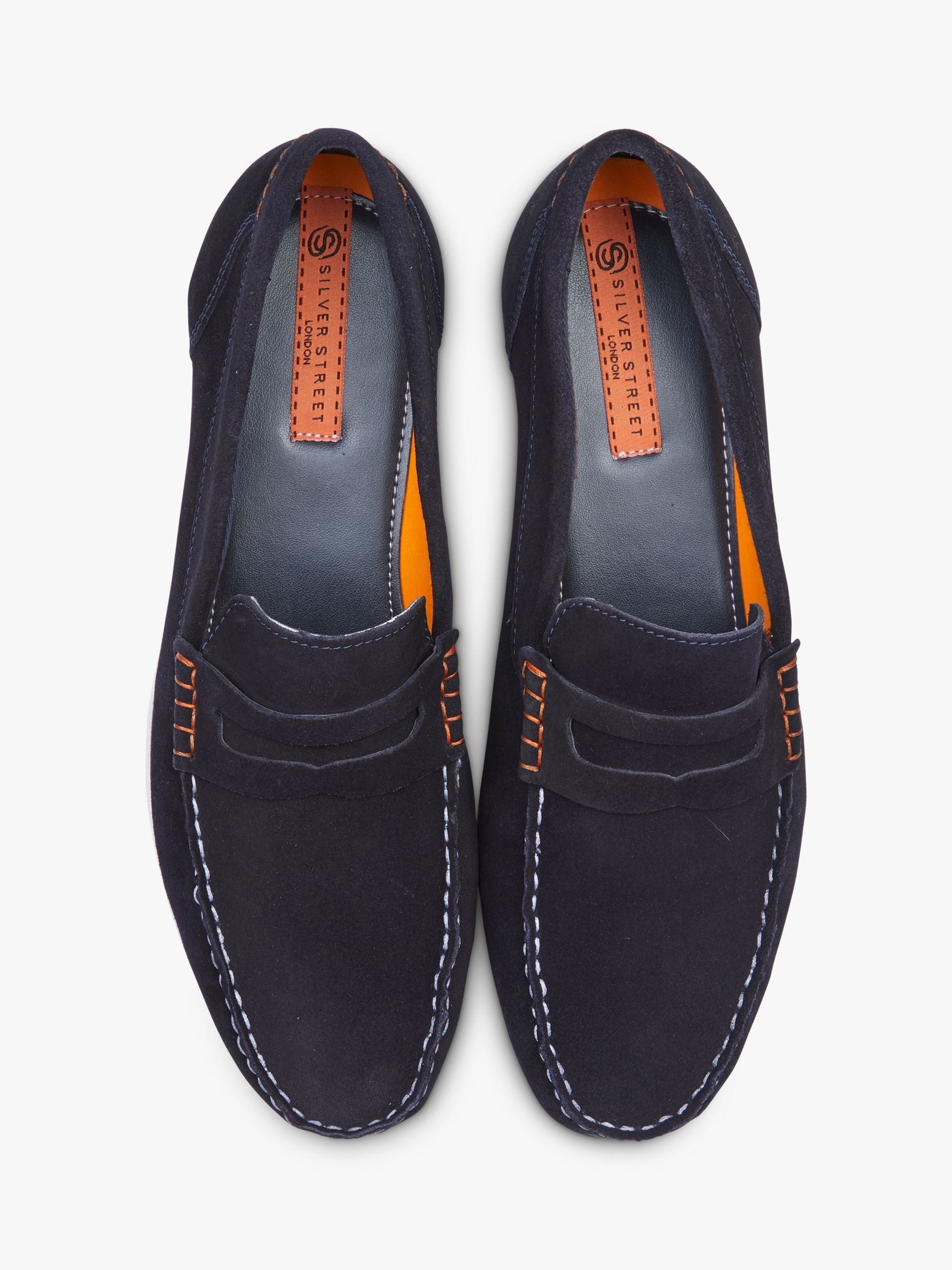 Silver Street London Stanhope Suede Loafers, Navy, 12