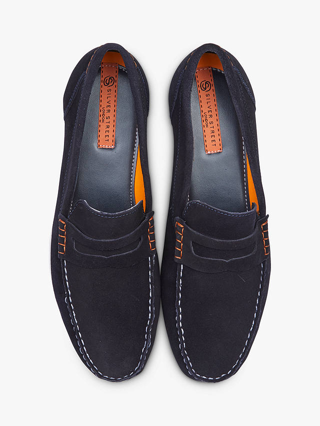 Silver Street London Stanhope Suede Loafers, Navy