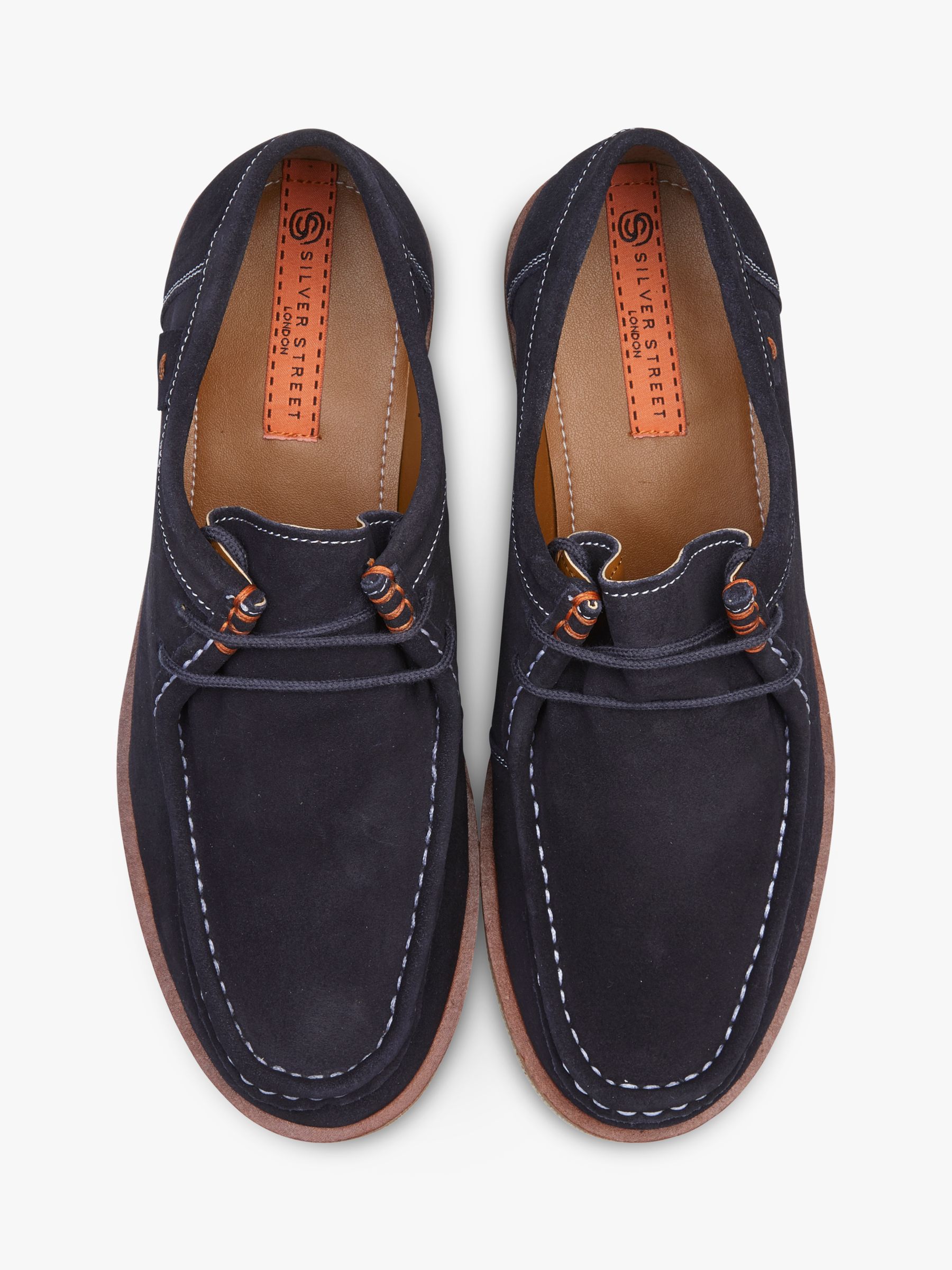 Silver Street London Sydney Suede Moccasin Boots, Navy at John Lewis ...