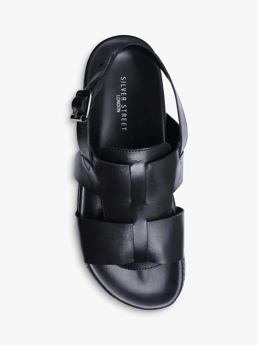 Silver Street London Tuscon Leather Sandals, Black at John Lewis & Partners
