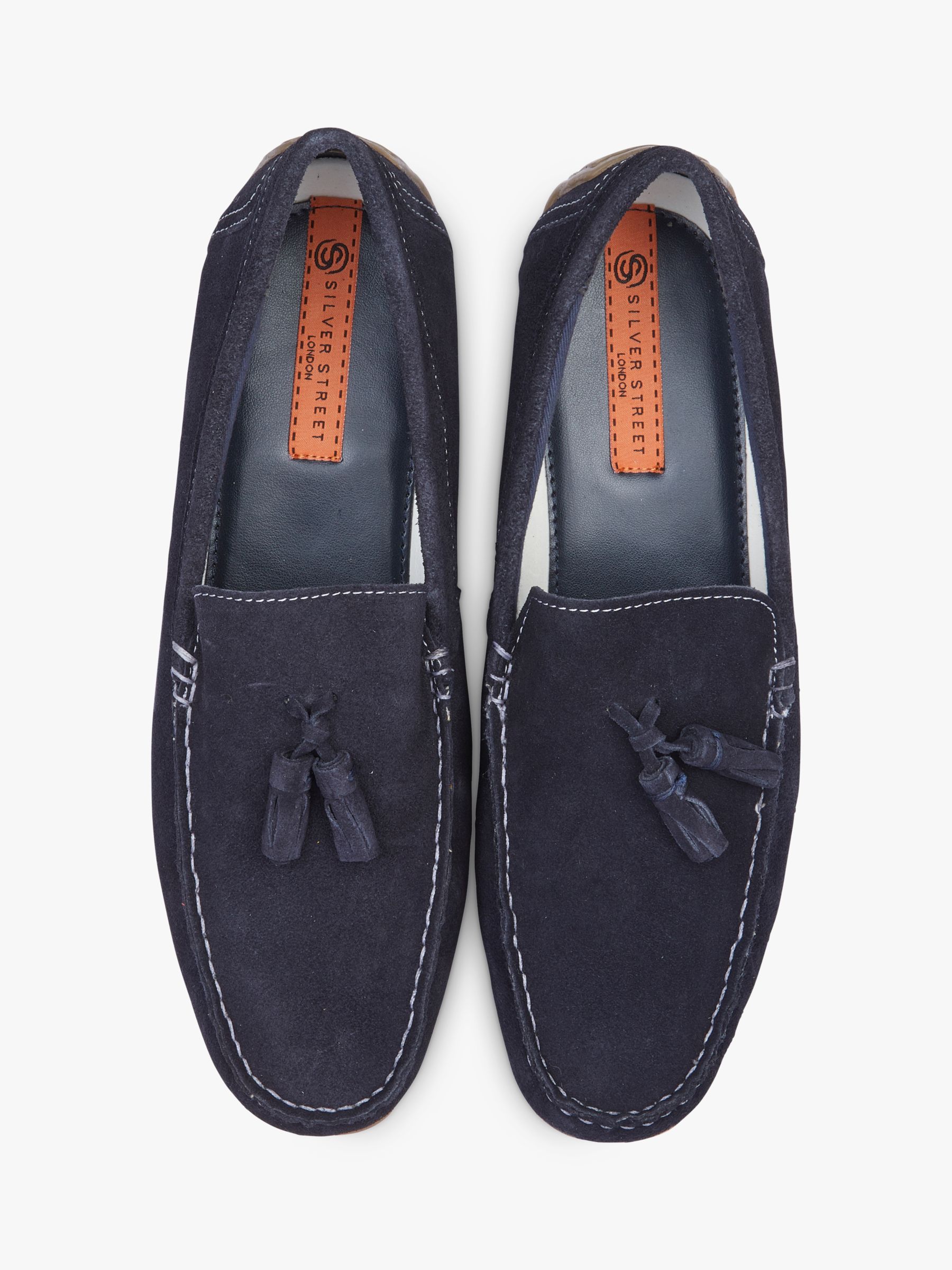 Silver Street London Monza Suede Loafers, Navy at John Lewis & Partners