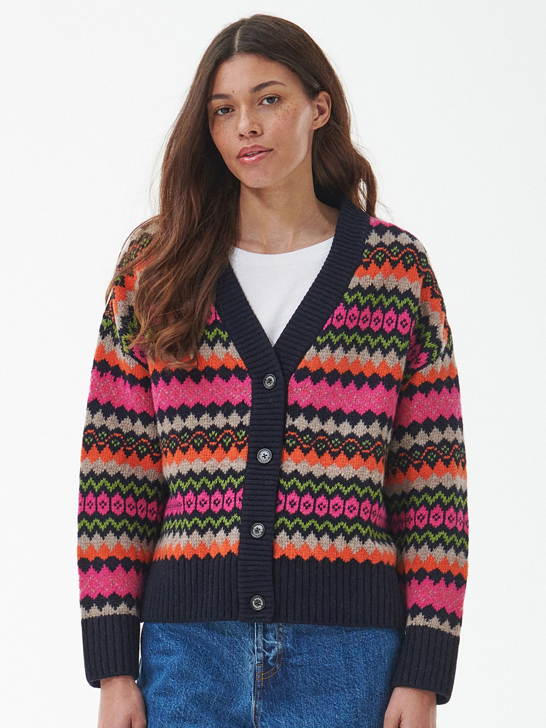Barbour Redclaw Cardigan, Navy/Multi at John Lewis & Partners