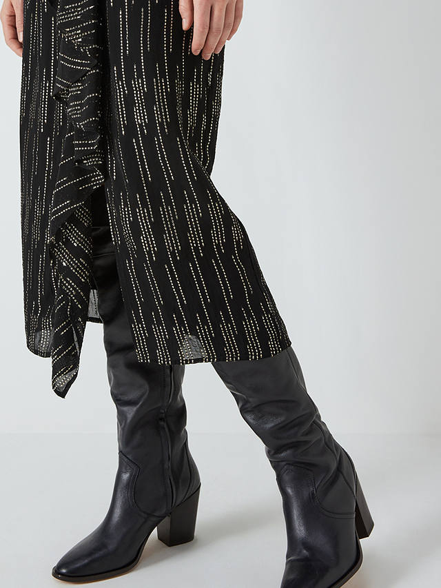 AND/OR Amy Metallic Stripe Skirt, Black