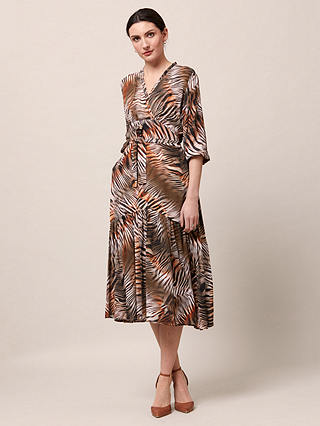 Helen McAlinden Beverly Zebra Print Midi Dress, Brown/Multi