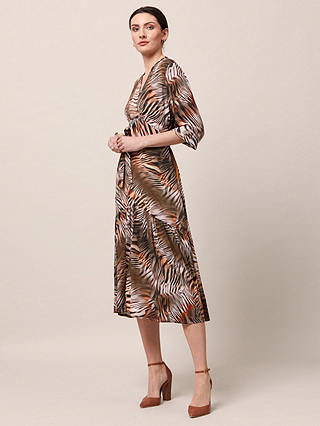 Helen McAlinden Beverly Zebra Print Midi Dress, Brown/Multi