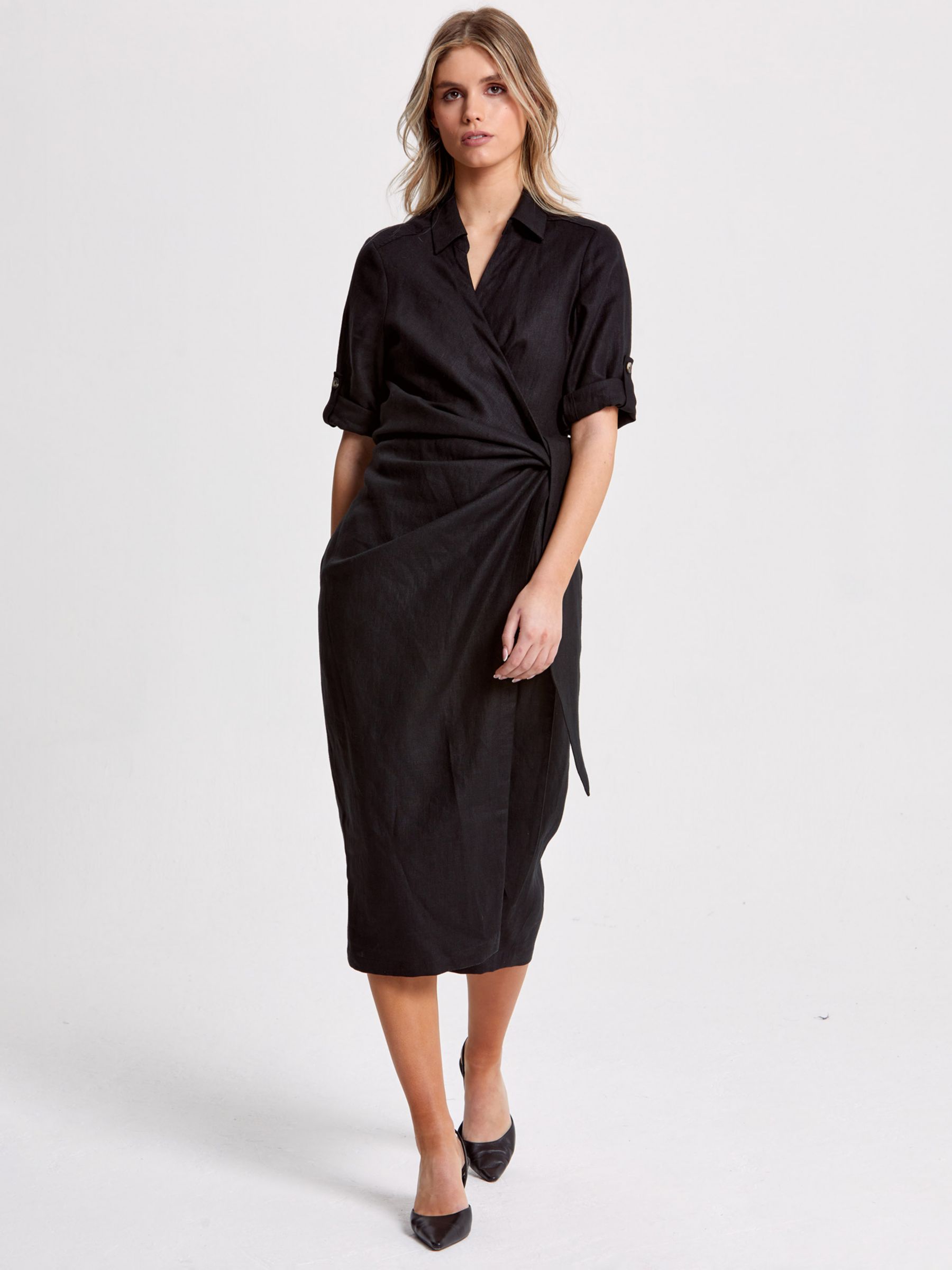 Helen McAlinden Leonne Wrap Midi Dress, Black, S