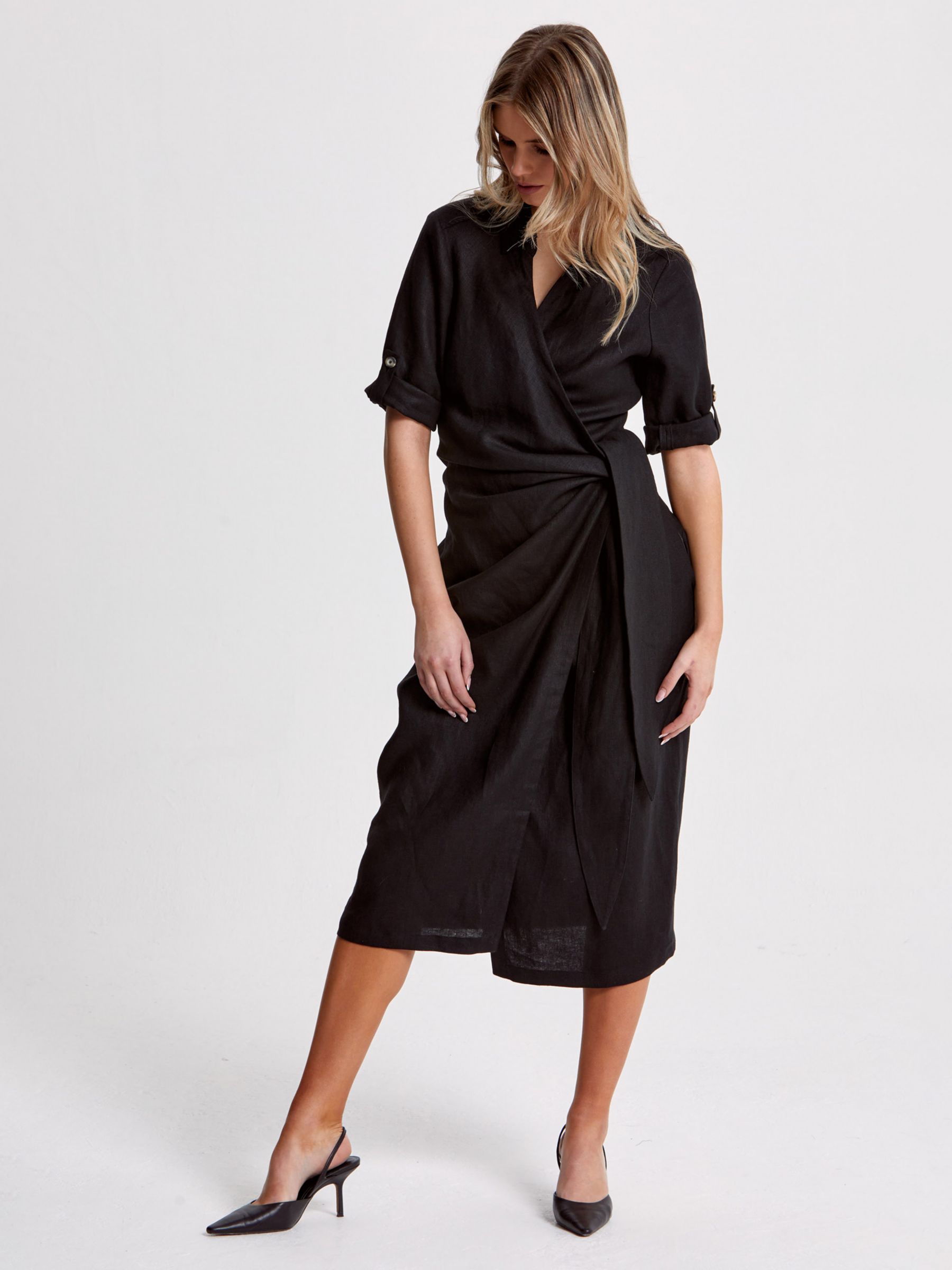 Buy Helen McAlinden Leonne Wrap Midi Dress, Black Online at johnlewis.com