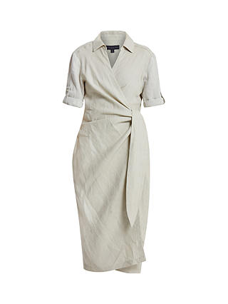 Helen McAlinden Leonne Plain Linen Wrap Dress, Oatmeal