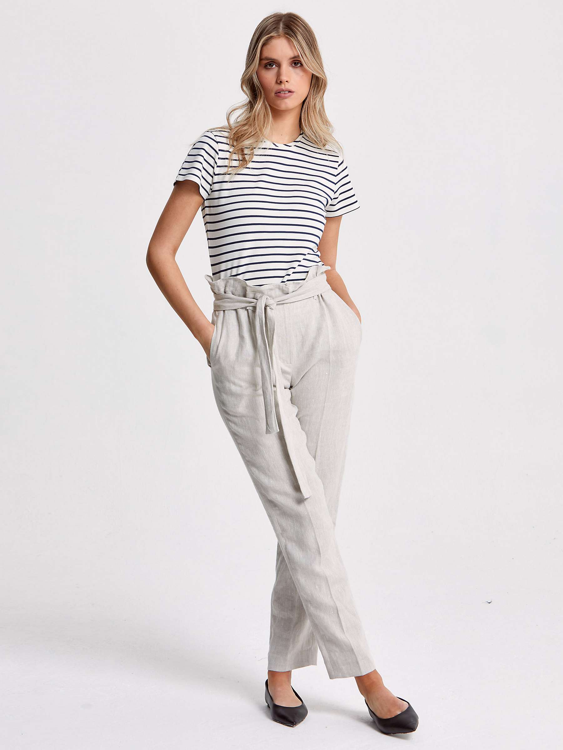 Buy Helen McAlinden Brenda Plain Linen Trousers, Oatmeal Online at johnlewis.com