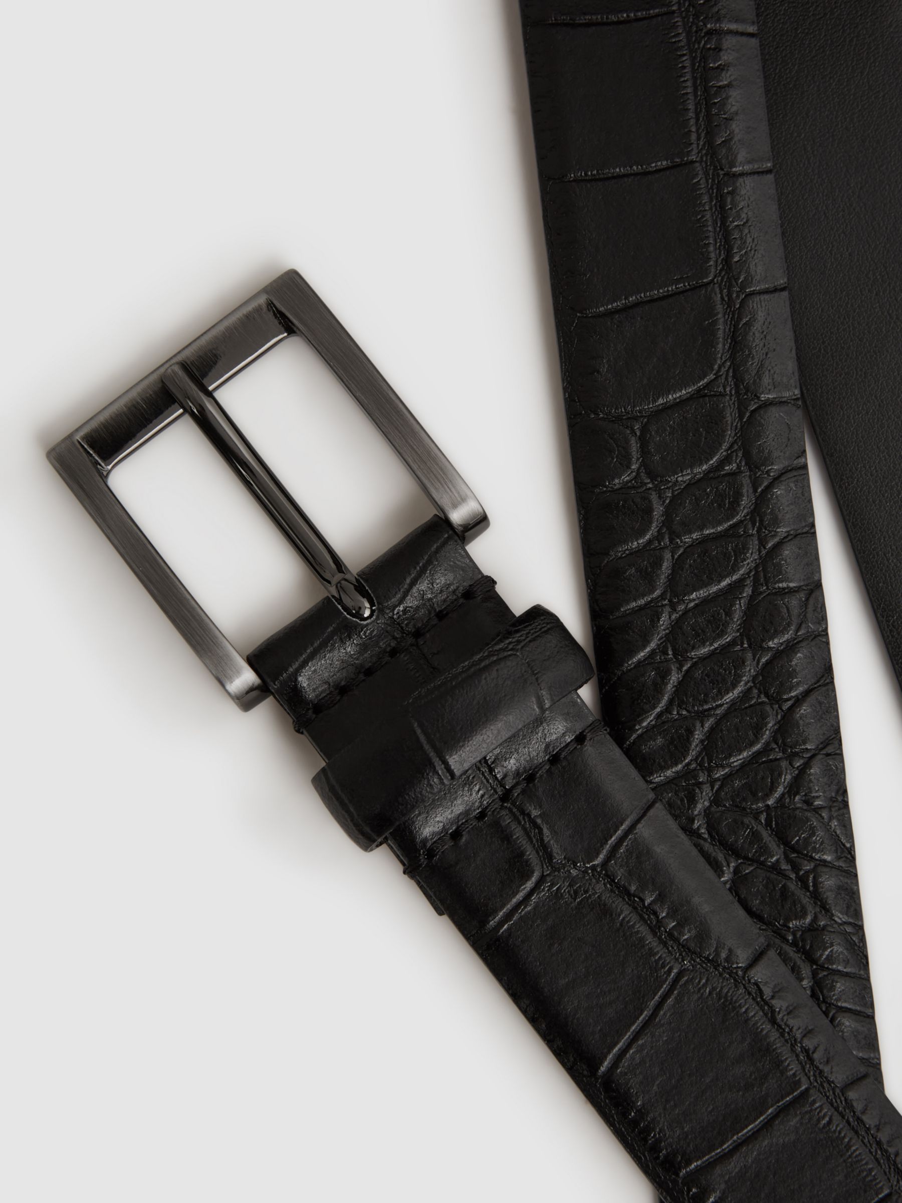 Buy Reiss Albany Leather Croc Effect Belt Online at johnlewis.com