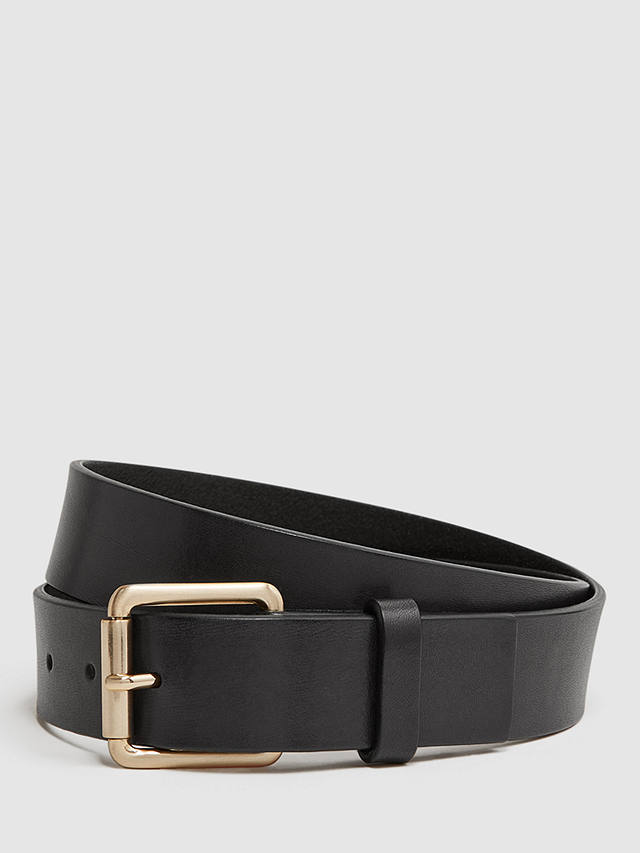 Reiss Grayson Leather Belt, Black