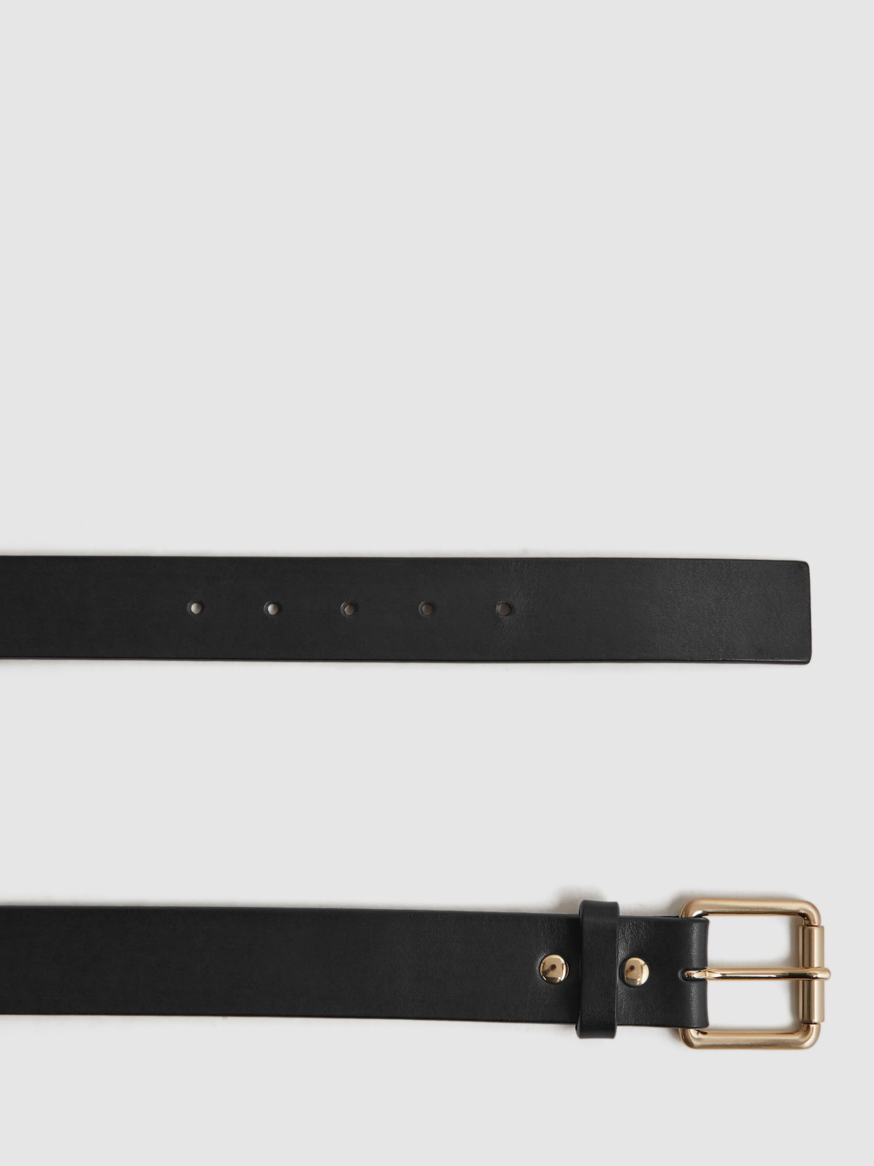 Reiss Grayson Leather Belt, Black, 36R