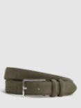 Reiss Dante Suede Leather Belt, Khaki