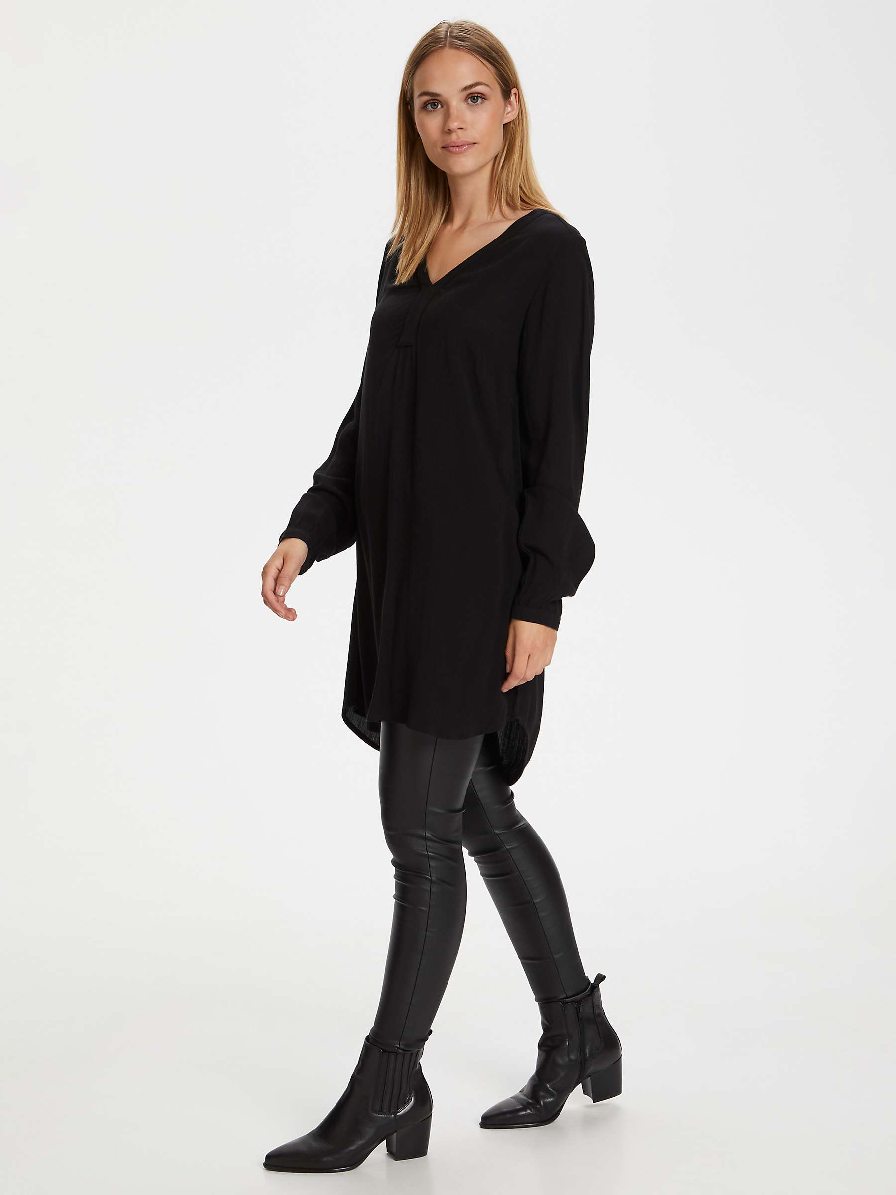Buy KAFFE Curve Amber V-Neck Long Sleeve Tunic, Black Online at johnlewis.com