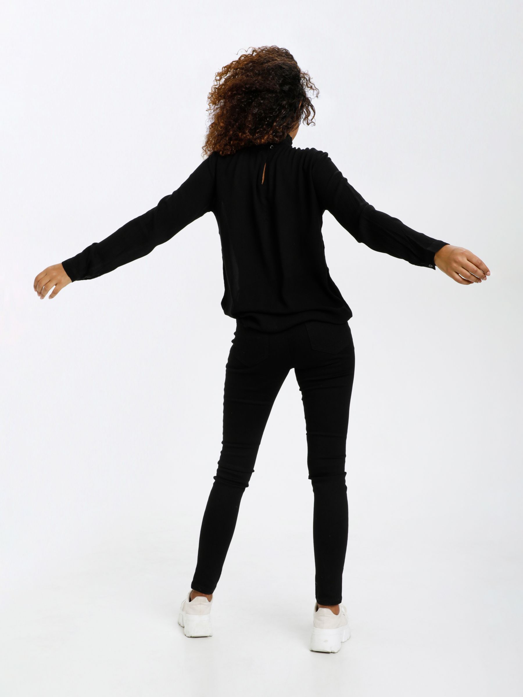 Buy KAFFE Trine Long Sleeve Blouse, Black Online at johnlewis.com