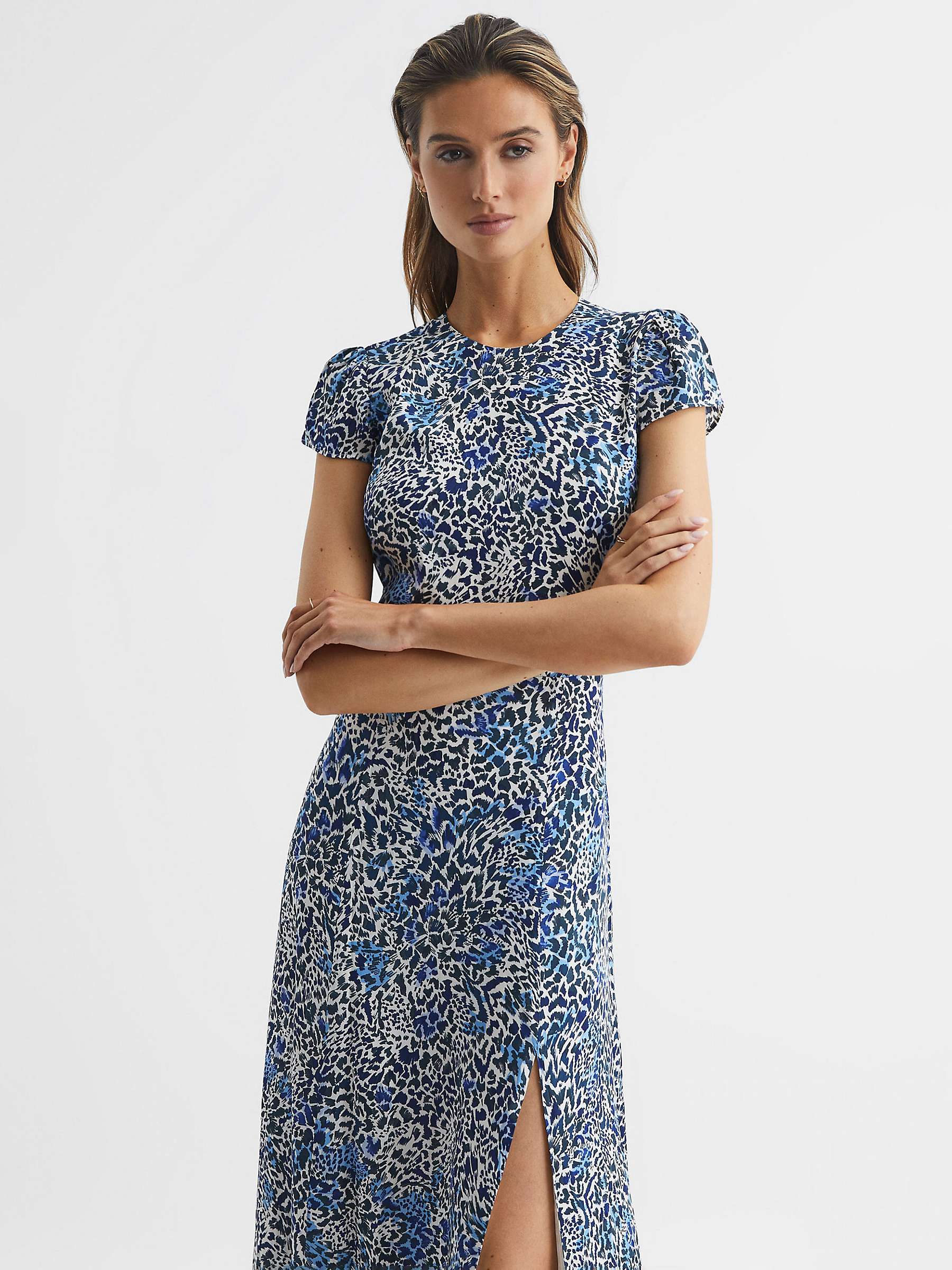 Buy Reiss Livia Split Slip Midi Dress, Blue Online at johnlewis.com