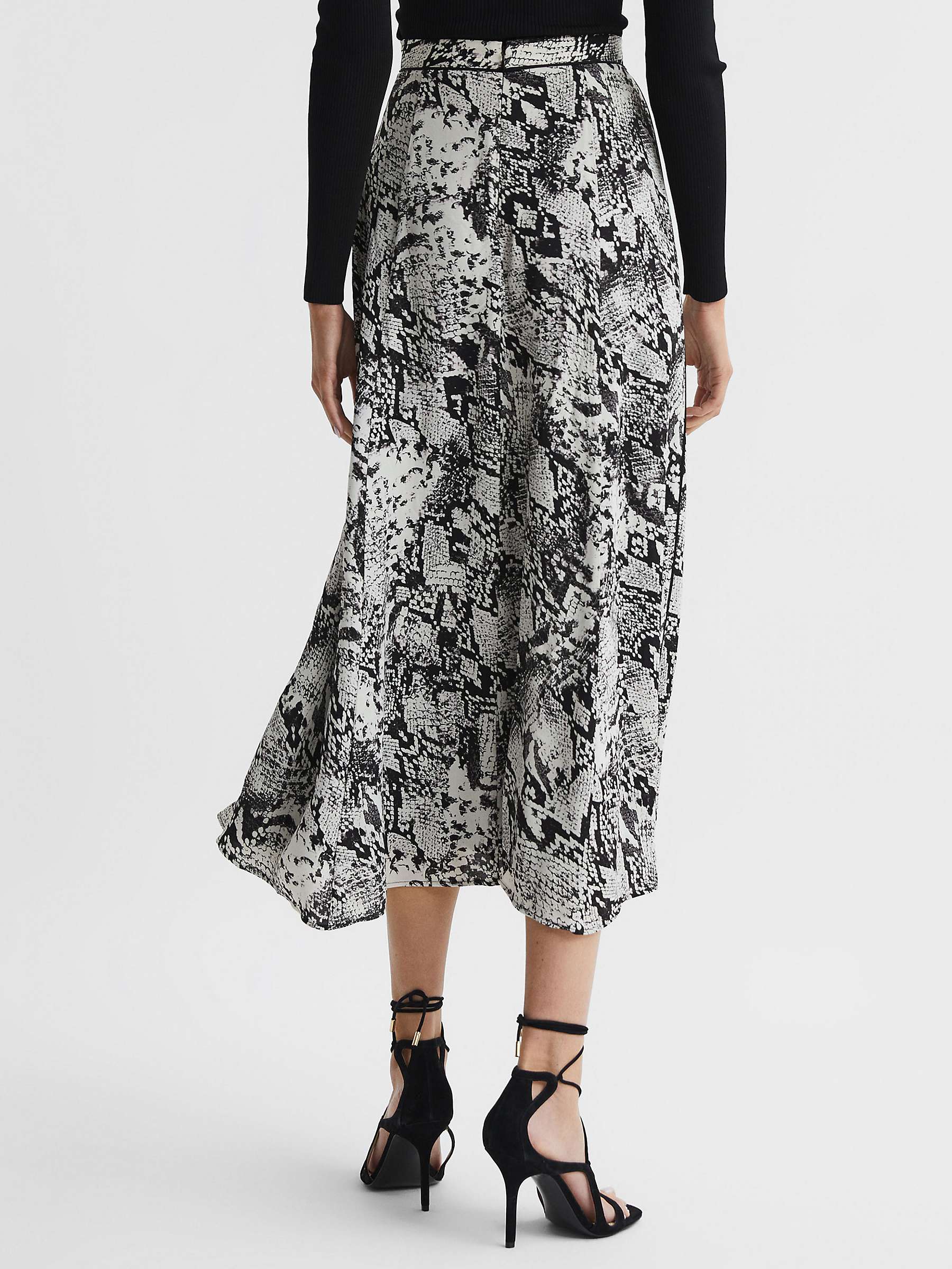 Reiss Katia Floral Print Skirt, Black at John Lewis & Partners