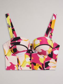 Ted Baker Margieh Longline Abstract Print Balconette Swim Top