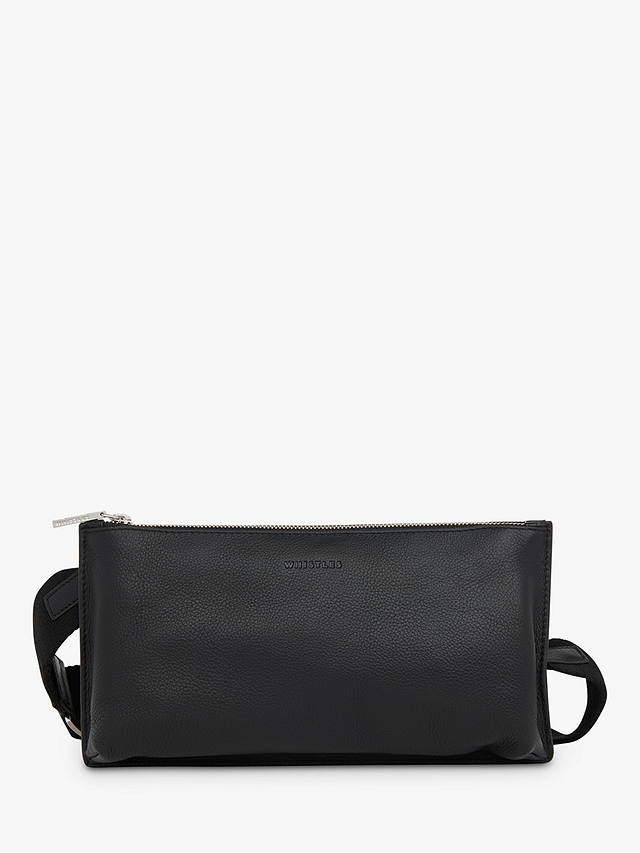 Whistles Rae Flat Leather Double Pouch Bag, Black