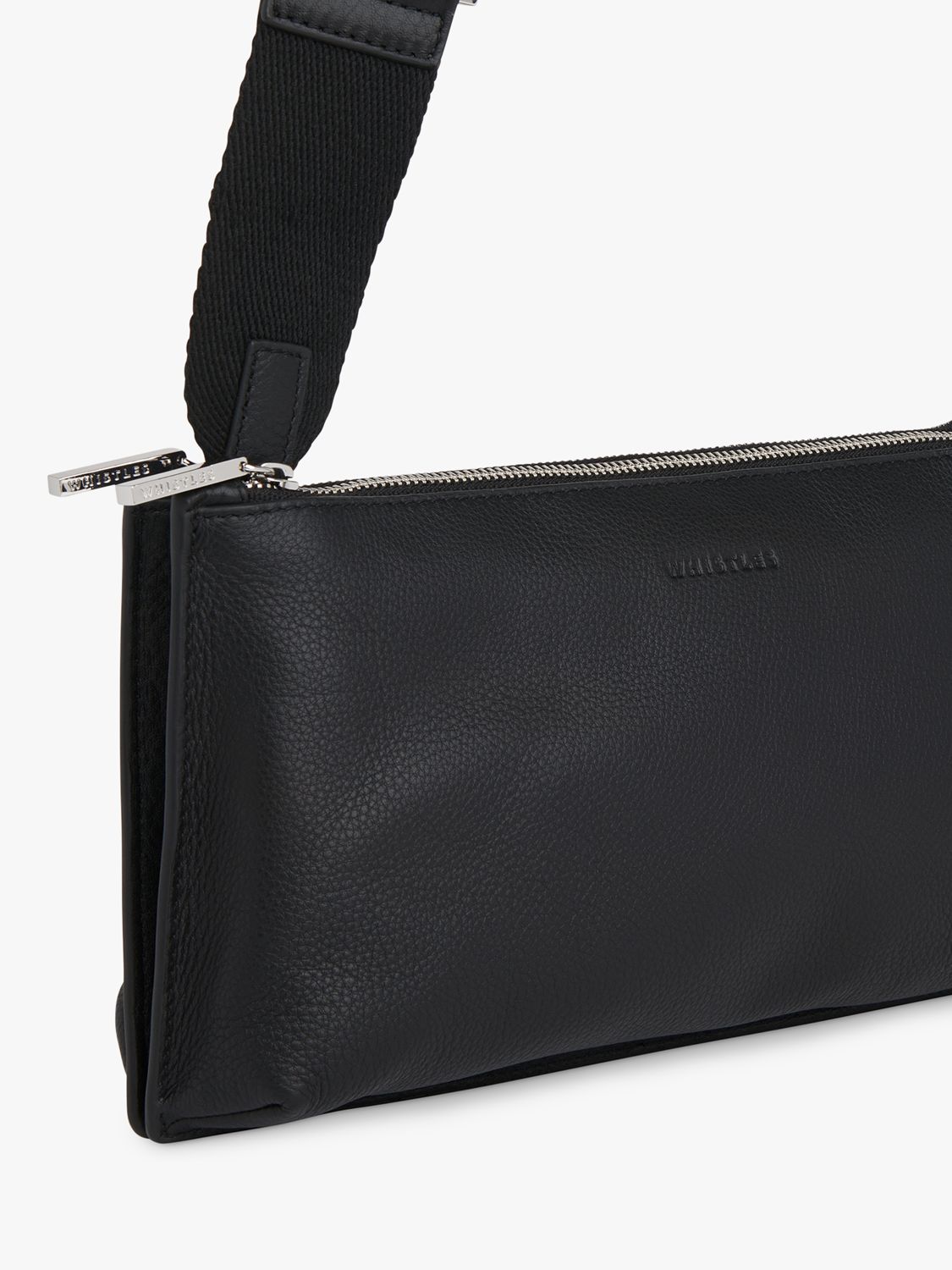 Buy Whistles Rae Flat Leather Double Pouch Bag Online at johnlewis.com