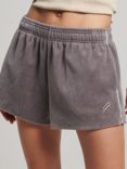 Superdry Logo Velour Shorts, Grey Quartz