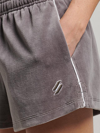 Superdry Logo Velour Shorts, Grey Quartz