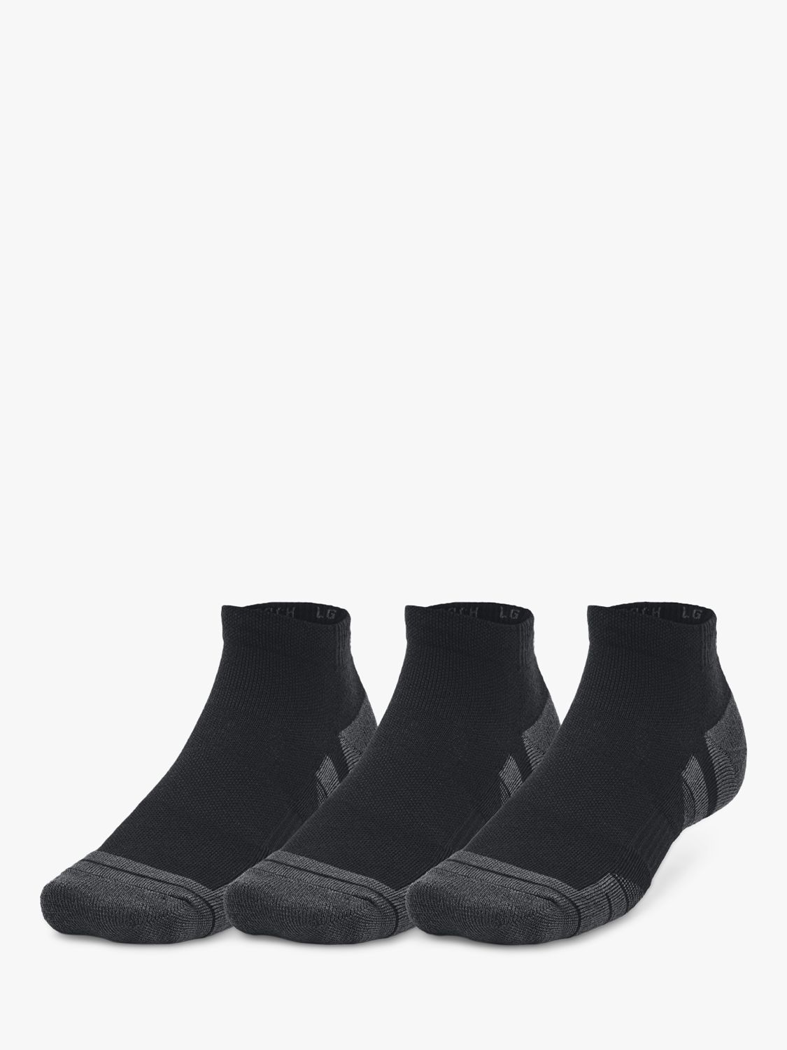 Under Armour Performance Tech Low Cut Socks, Pack of 3, Black/Jet Gray, XL