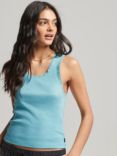 Superdry Lace Trim Vest Top, Minted Green Marl