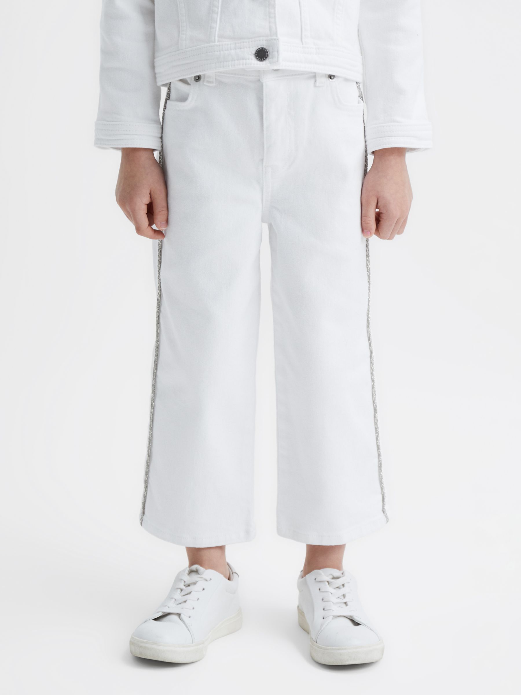 White jeans with sale side stripe