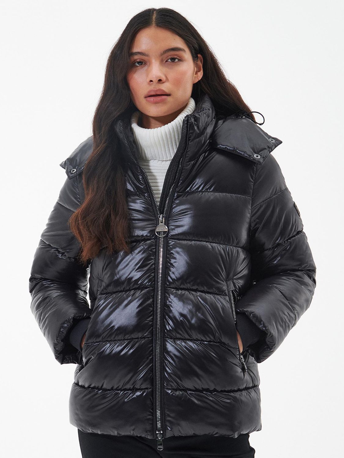 Barbour International Chicago Quilted Coat, Black at John Lewis & Partners