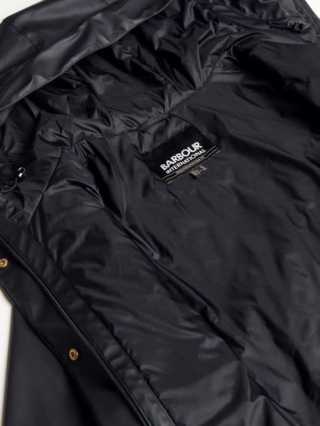 Barbour International Peaty Showerproof Longline Jacket, Black, 8