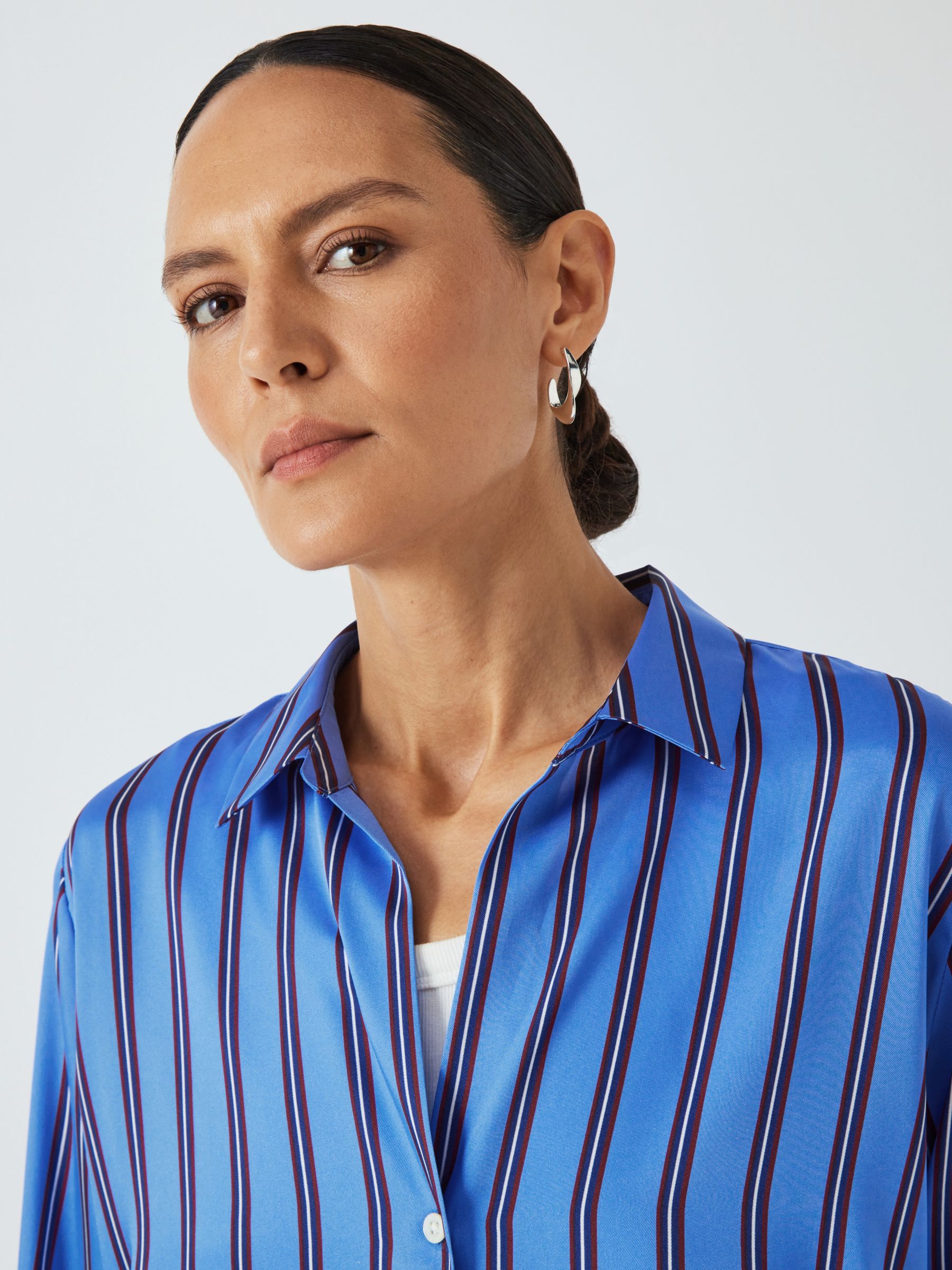 Rails Primrose Stripe Satin Shirt, Blue at John Lewis & Partners