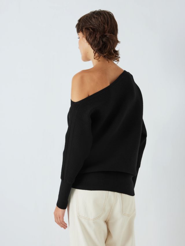 John Lewis Cotton Blend Off Shoulder Jumper Black 8